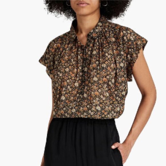 Nili Lotan Normandy Floral-Print Cotton Top - Picture 1 of 12